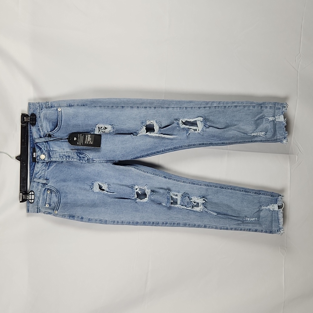 I&M Black Label Margaret High Rise Mom Jeans Women 5 Light Wash Distressed Retro